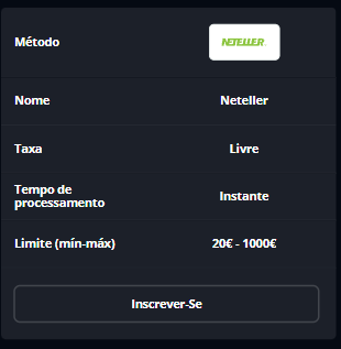 Retirada de fundos do Lamabet Casino Neteller